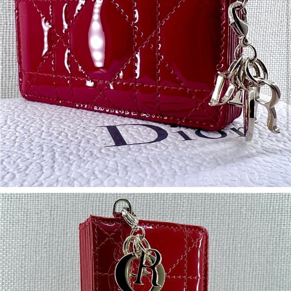 Authentic Lady Dior 5-Gusset Card Holder Red and Gold Accents - Picture 4 of 5